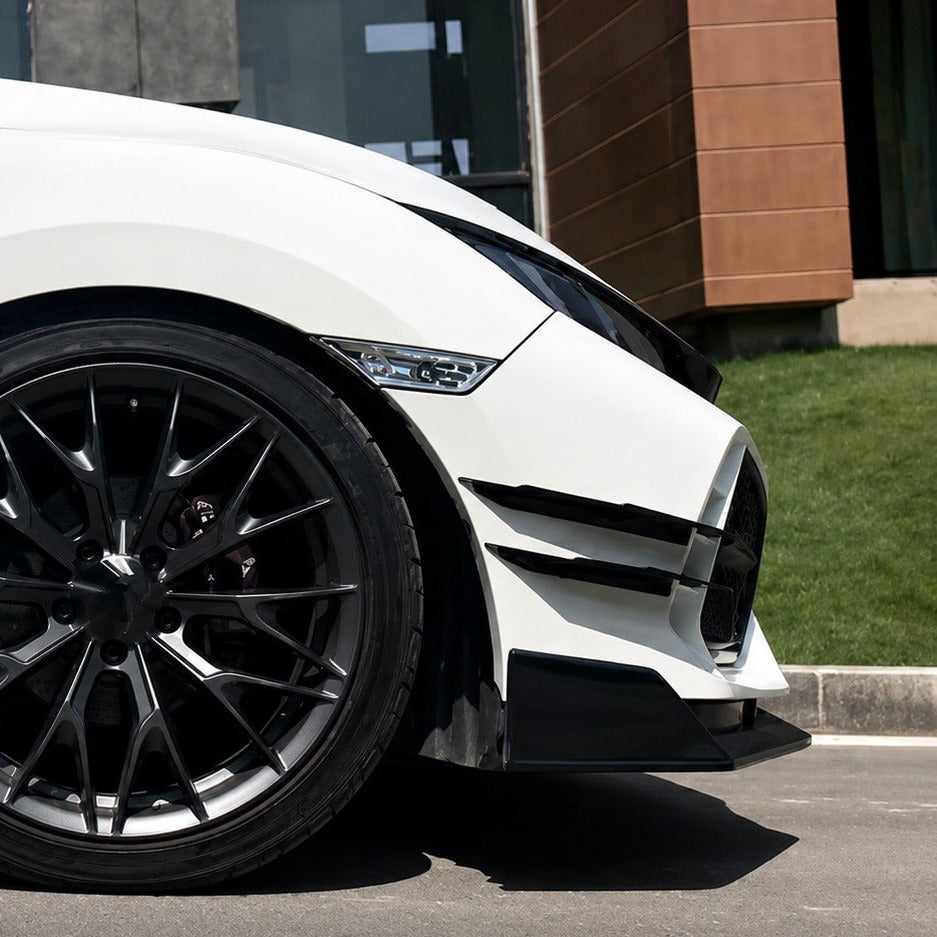 Gloss Black Front Bumper Canards [for 2016-21 Honda Civic]