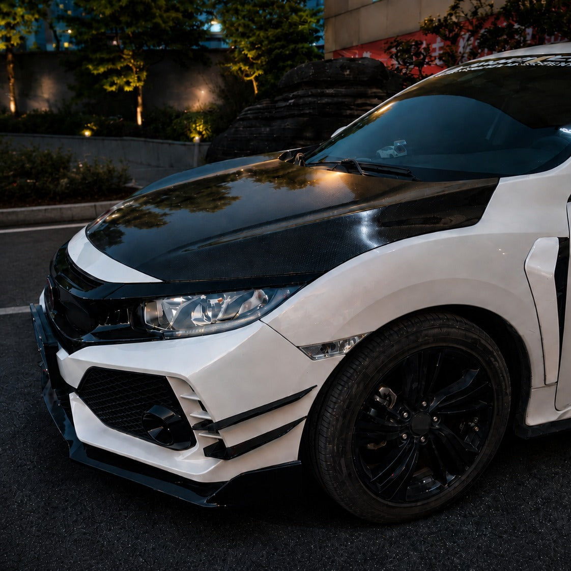 Gloss Black Front Bumper Canards [for 2016-21 Honda Civic]