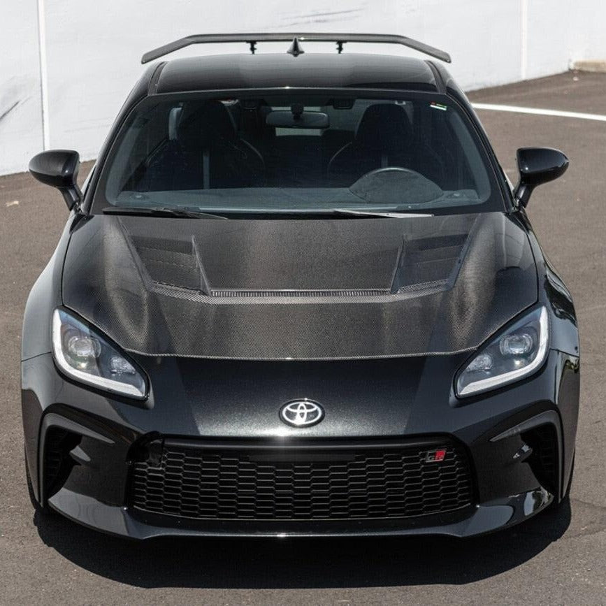 Carbon fiber VRS style vented hood on Toyota GR86 (3)