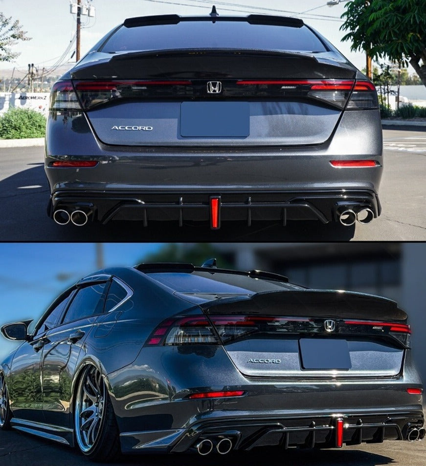 MCX Highkick duckbill trunk spoiler and M-style roof spoiler combo on black Honda Accord (1)
