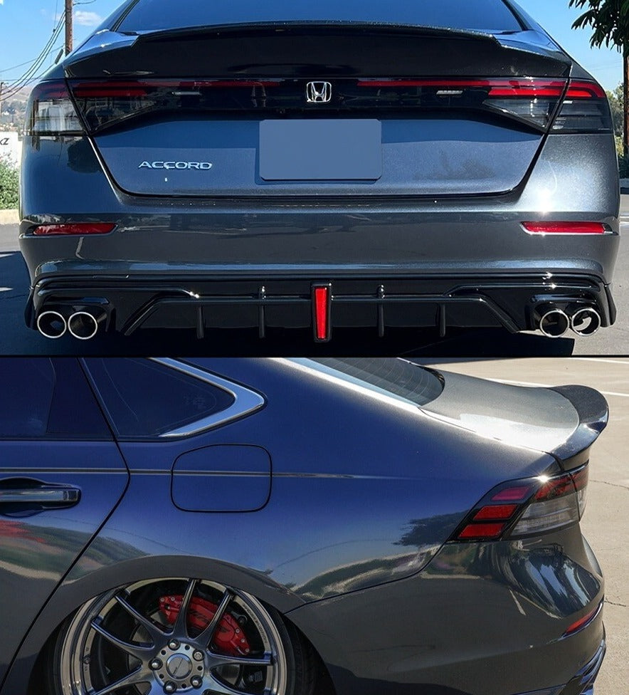 MCX Highkick duckbill trunk spoiler and M-style roof spoiler combo on black Honda Accord (2)