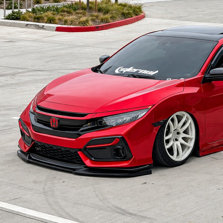 Black polyurethane GT style front bumper lip installed on 2016-2021 Honda Civic (2)