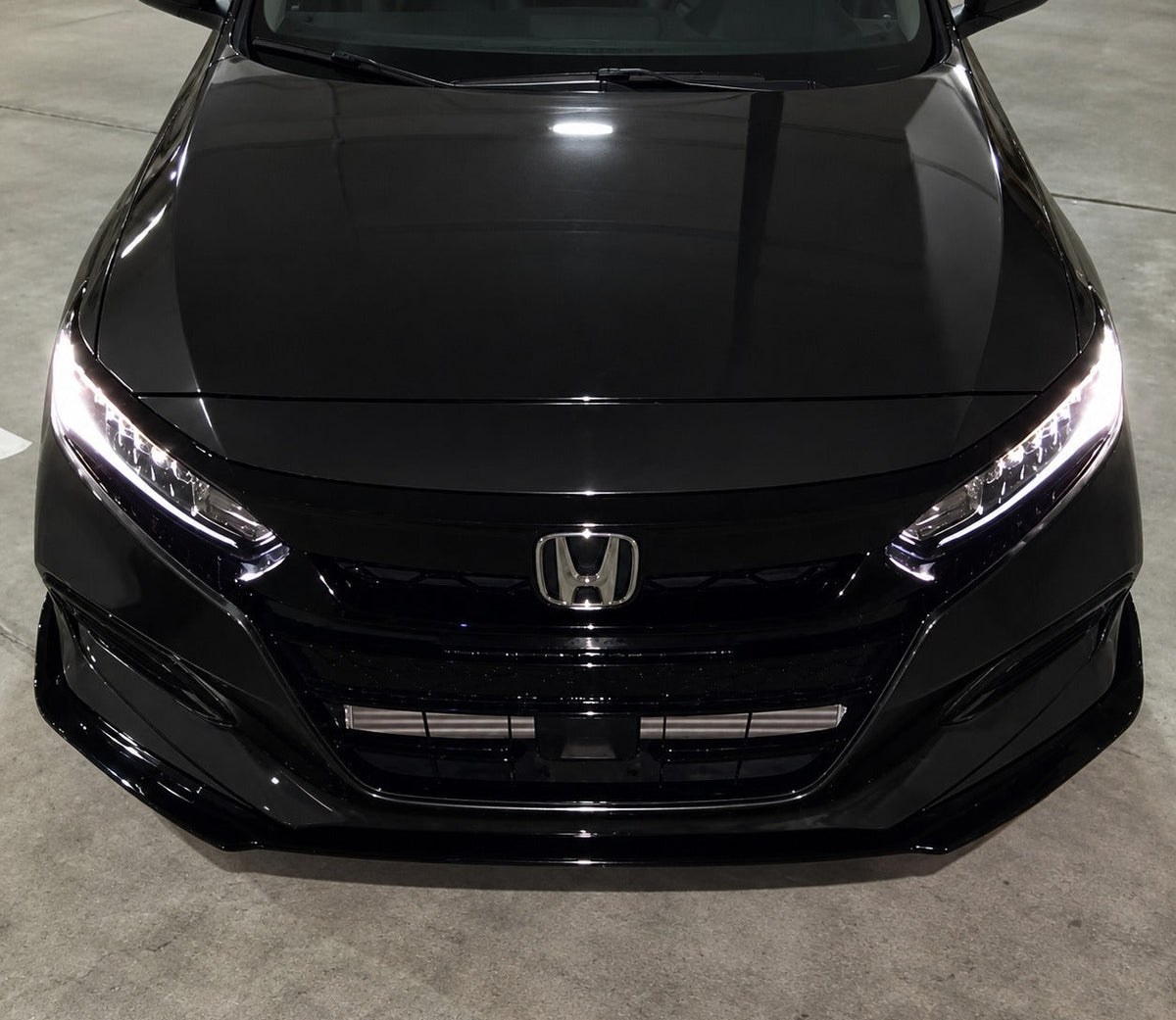 Blackout front grille kit overlay on Honda Accord showing gloss black finish (2)