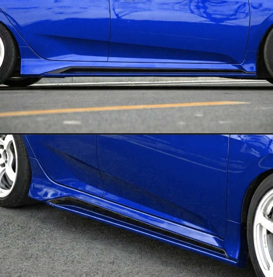 Gloss black side skirt extension on Honda Civic (6)