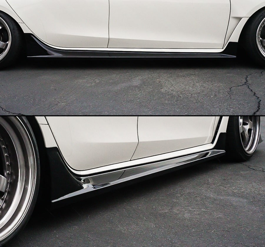 Pair of gloss black Mugen style side skirt extensions for Honda Civic Type-R FL5 (2)