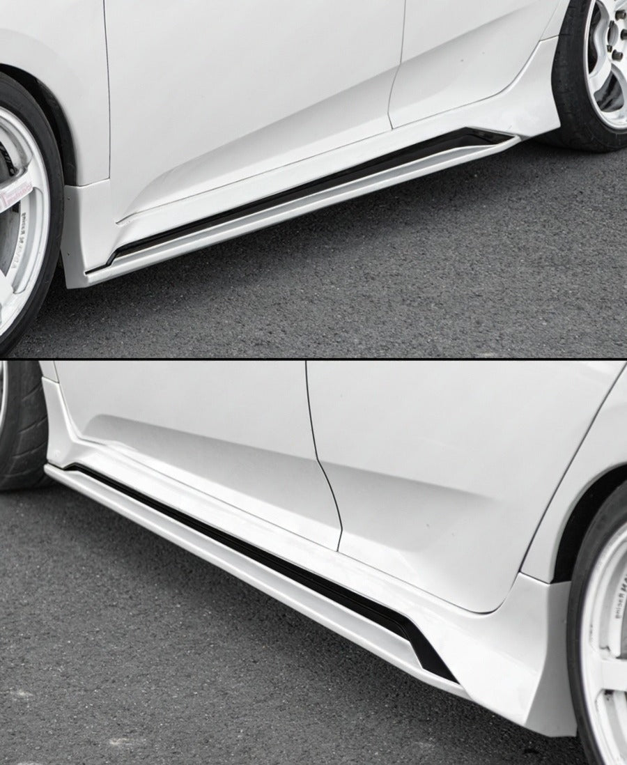 Gloss black side skirt extension on Honda Civic (7)