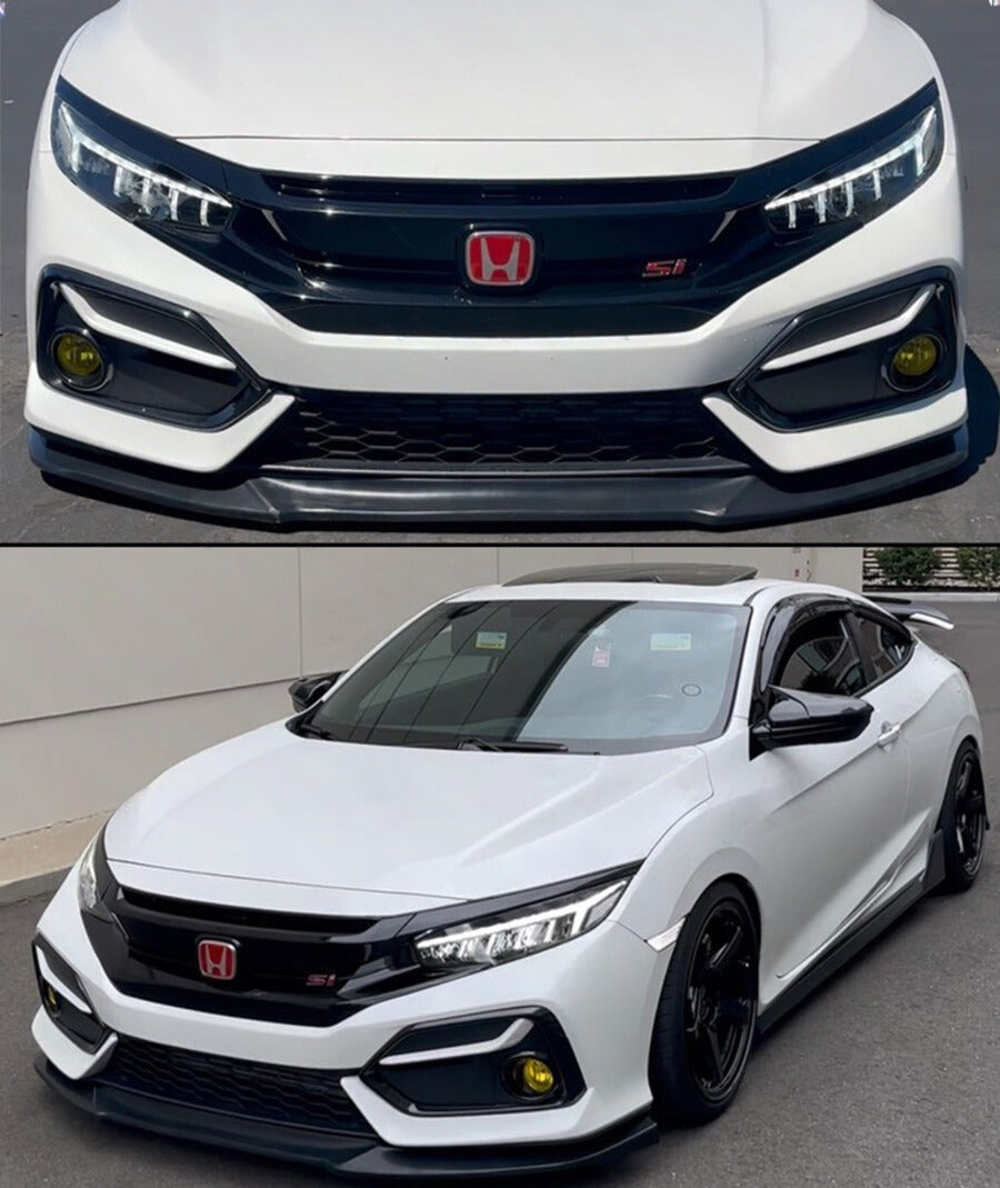 Black polyurethane GT style front bumper lip installed on 2016-2021 Honda Civic (5)