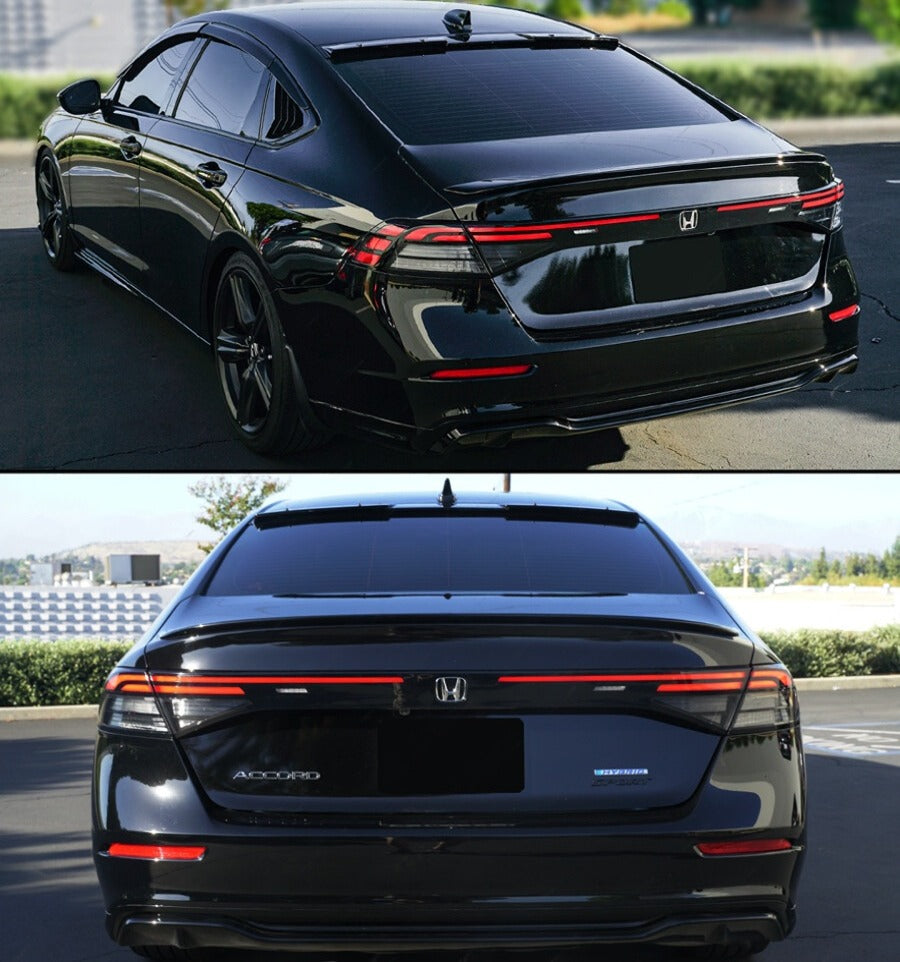 Gloss black V3 rear window roof visor deflector installed on 2023-2026 Honda Accord (2)