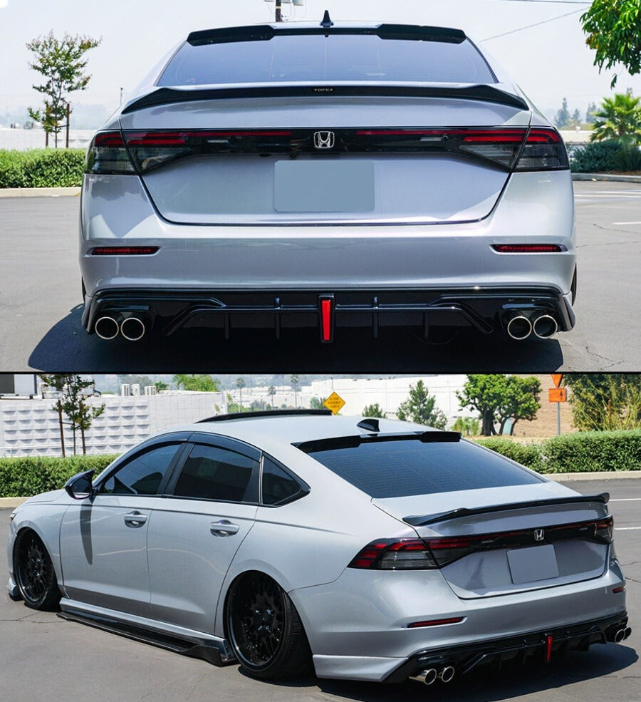 Glossy black V1 highkick trunk spoiler mounted on 2023-2026 Honda Accord (1)