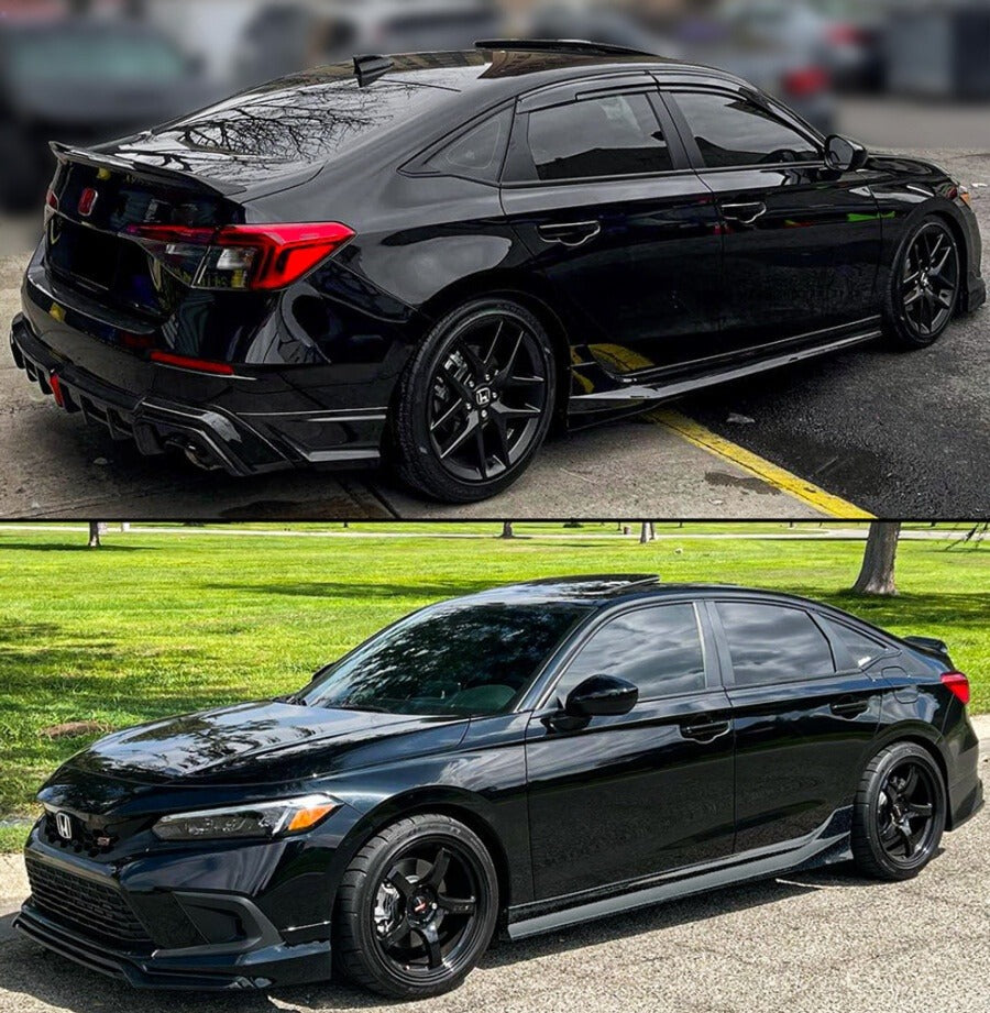 Gloss black side skirt extension installed on 2022–2026 Honda Civic sedan (1)