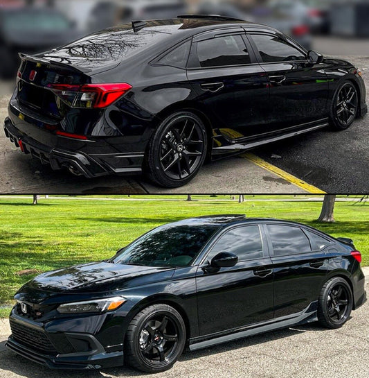Gloss black side skirt extension installed on 2022–2026 Honda Civic sedan (1)