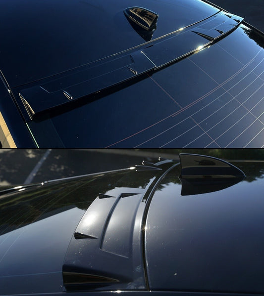 Gloss black V3 rear window roof visor deflector installed on 2023-2026 Honda Accord (1)