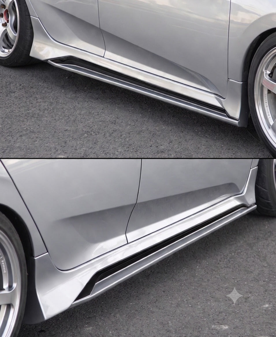 Gloss black side skirt extension on Honda Civic (5)