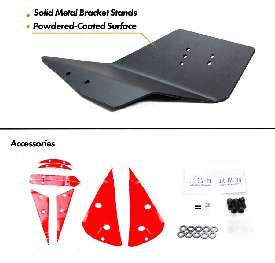 M1 GT Style high-wing trunk spoiler with metal billet stands and adjustable mid-wing design (5)