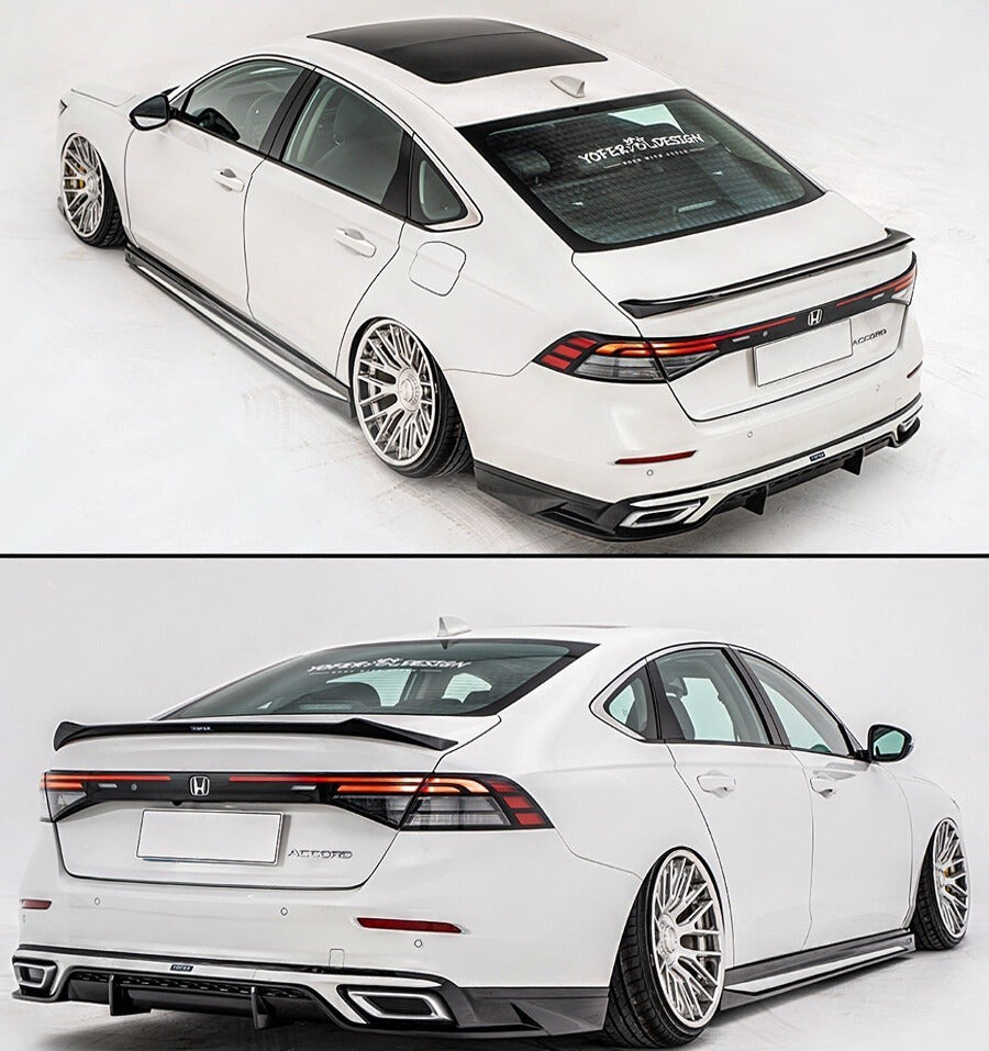 Glossy black V1 highkick trunk spoiler mounted on 2023-2026 Honda Accord (2)