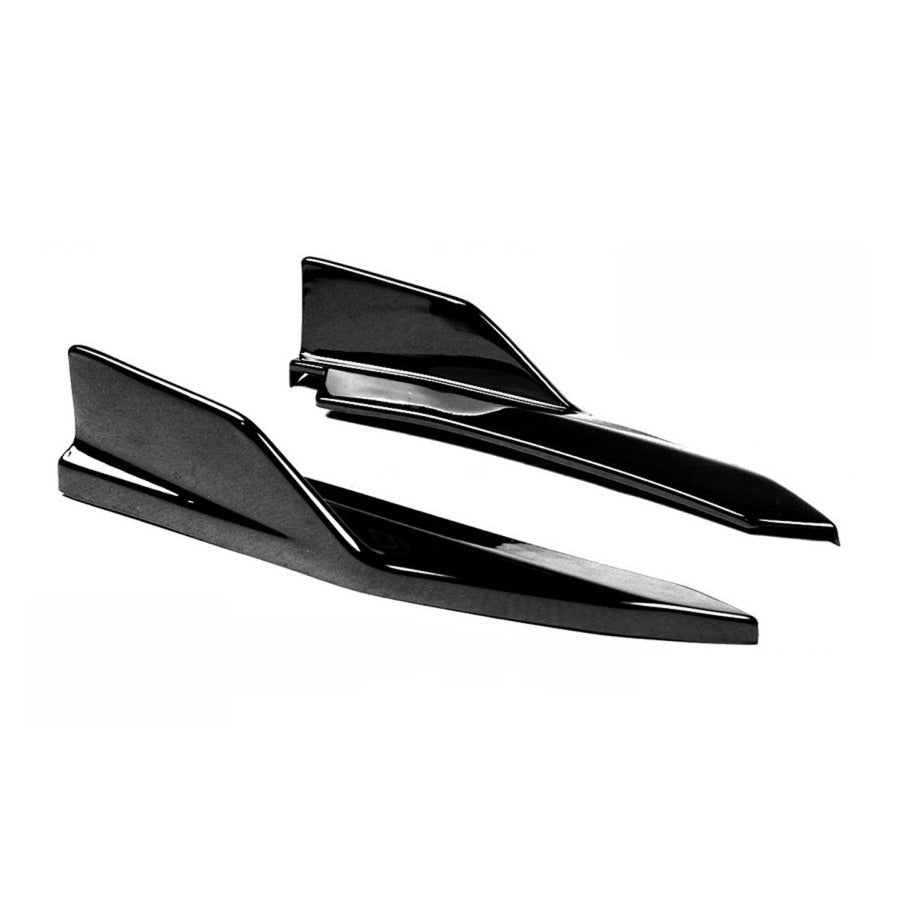Gloss black LED rear diffuser with shark fin extensions installed on Acura Integra rear bumper (6)