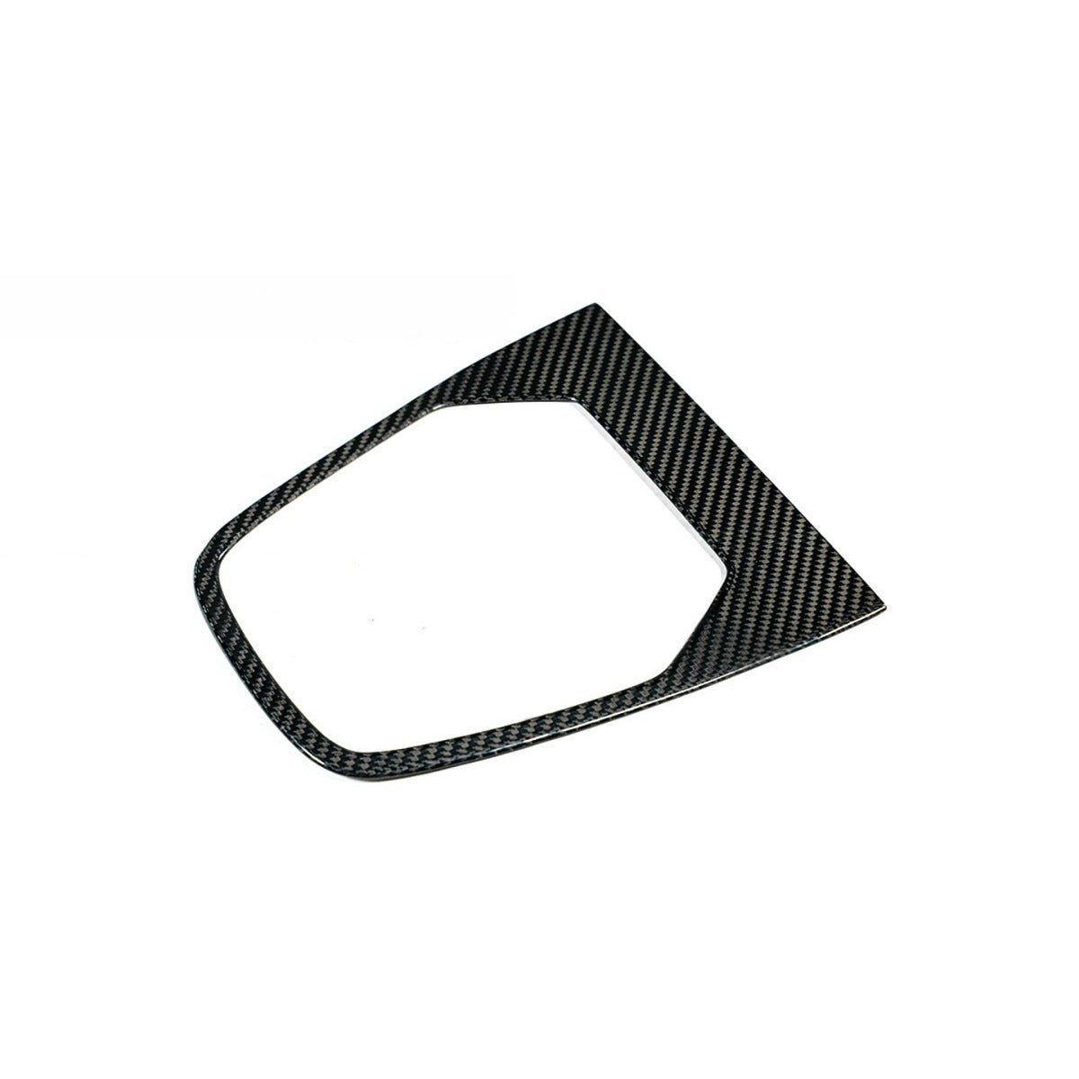 Carbon fiber gear shift console trim with glossy 3K weave finish installed on Toyota GR86 interior (3)