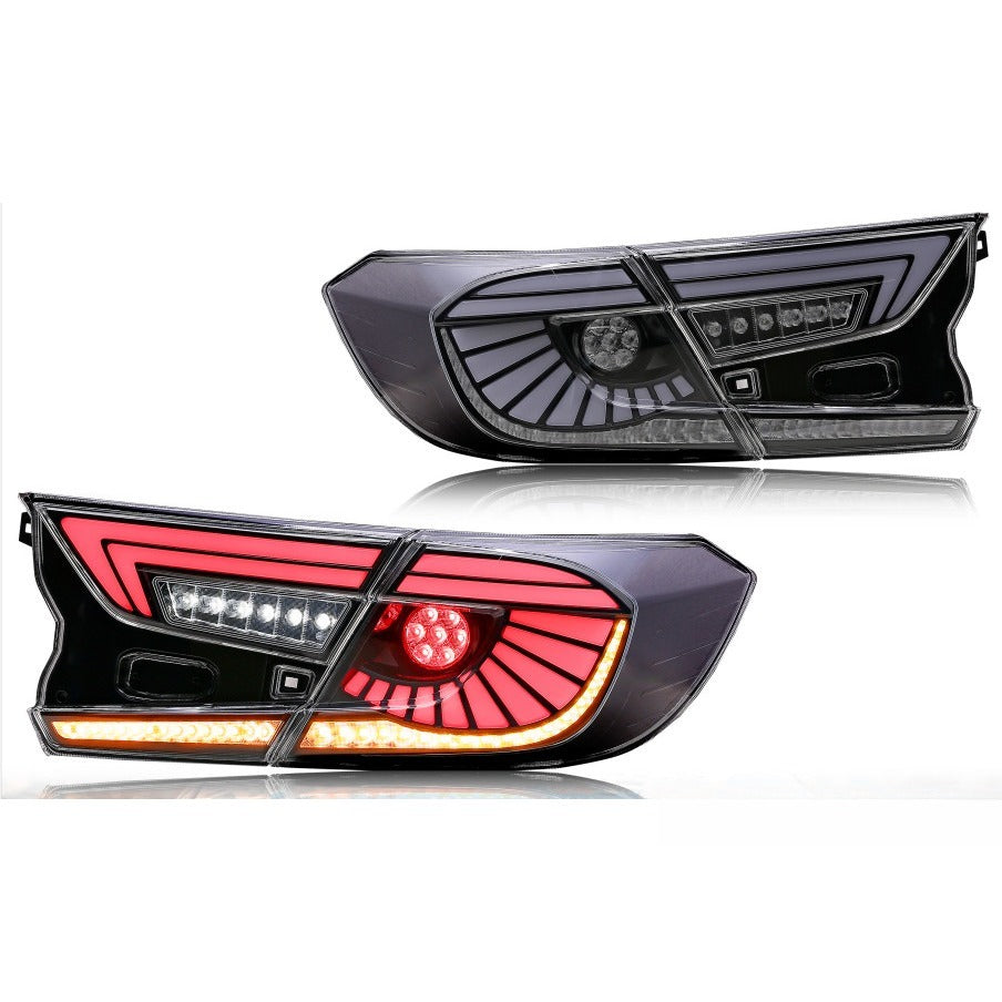 Pair of black sequential LED tail lights with grey lens for Honda Accord (3)