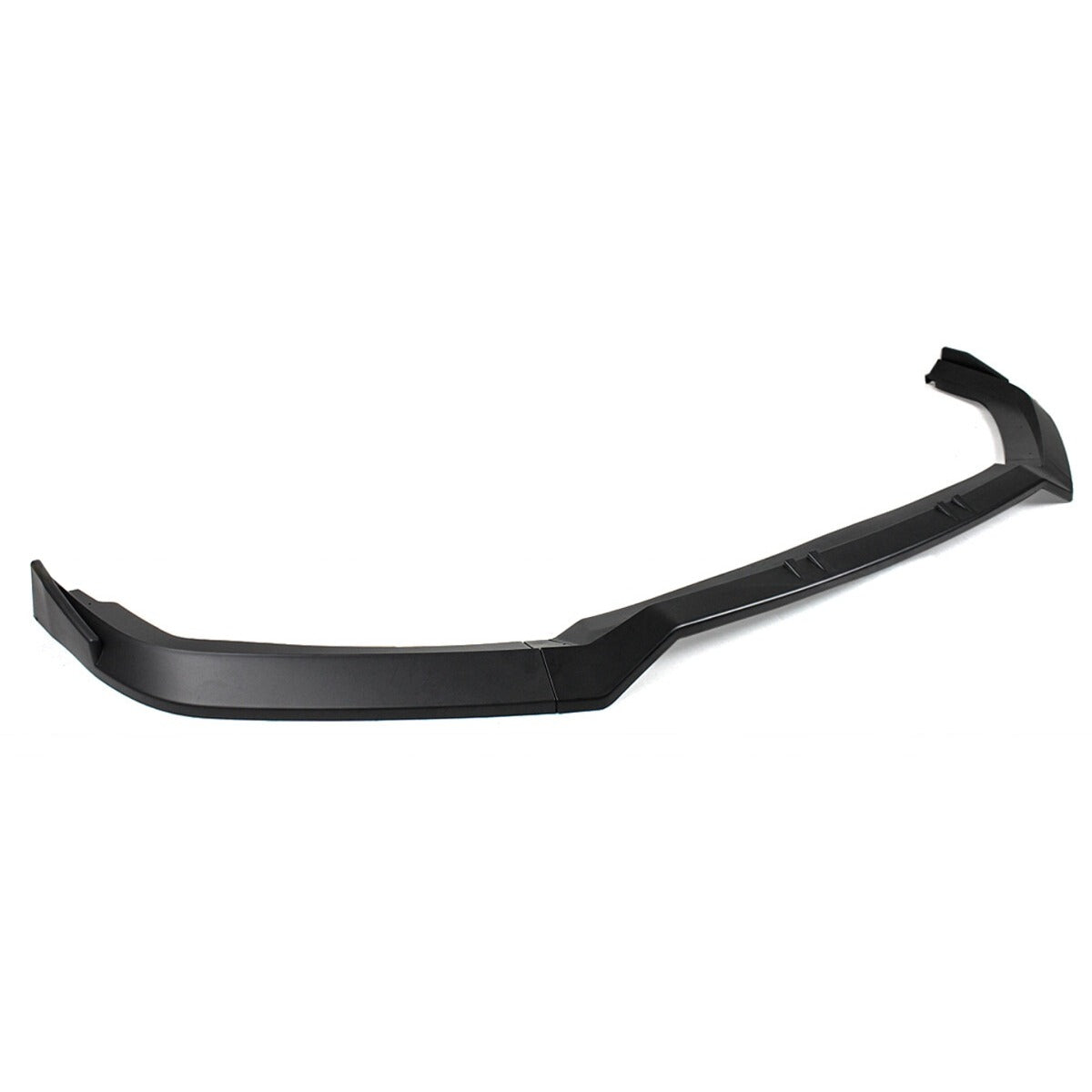 Matte black 3-piece front lip splitter assembly for 2019-2021 Honda Civic, angled view