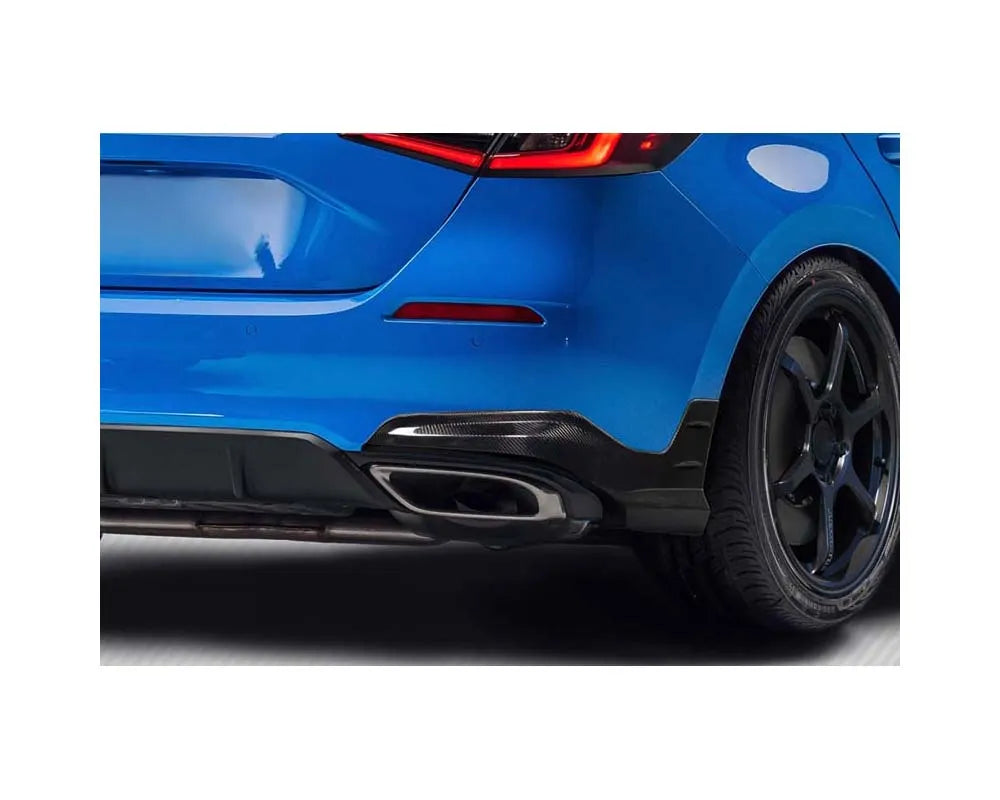 Carbon fiber rear lip spoiler installed on 2022-2024 Honda Civic hatchback