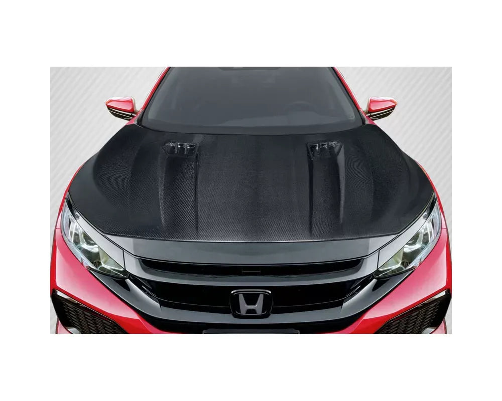 Carbon fiber Broman Hood installed on 2016-2021 Honda Civic