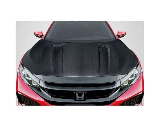 Carbon fiber Broman Hood installed on 2016-2021 Honda Civic