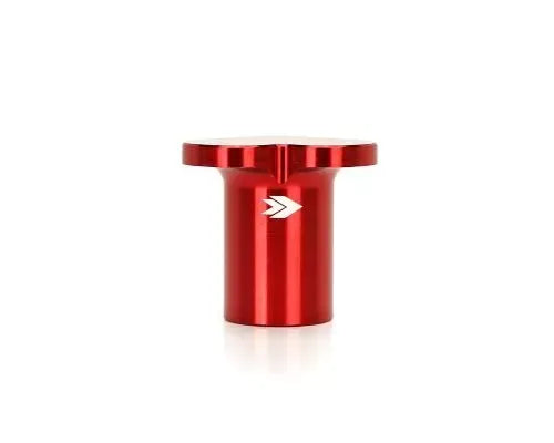 Red heart-shaped drift button with polished aluminum finish (1)