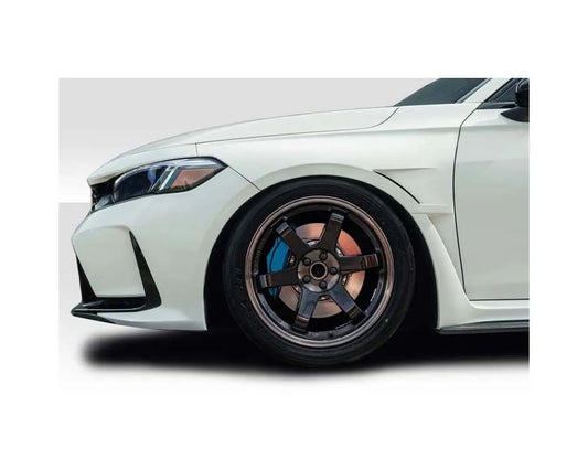 Pair of black fiberglass front fenders for Honda Civic
