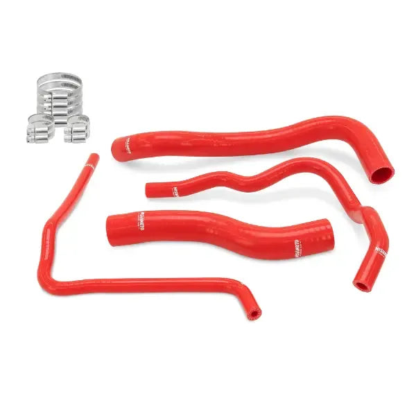 Red silicone radiator hoses with worm gear clamps for Honda Civic engine bay (1)
