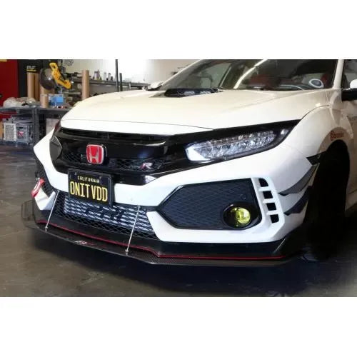 Carbon fiber front bumper canards installed on 2017–2021 Honda Civic Type-R (3)