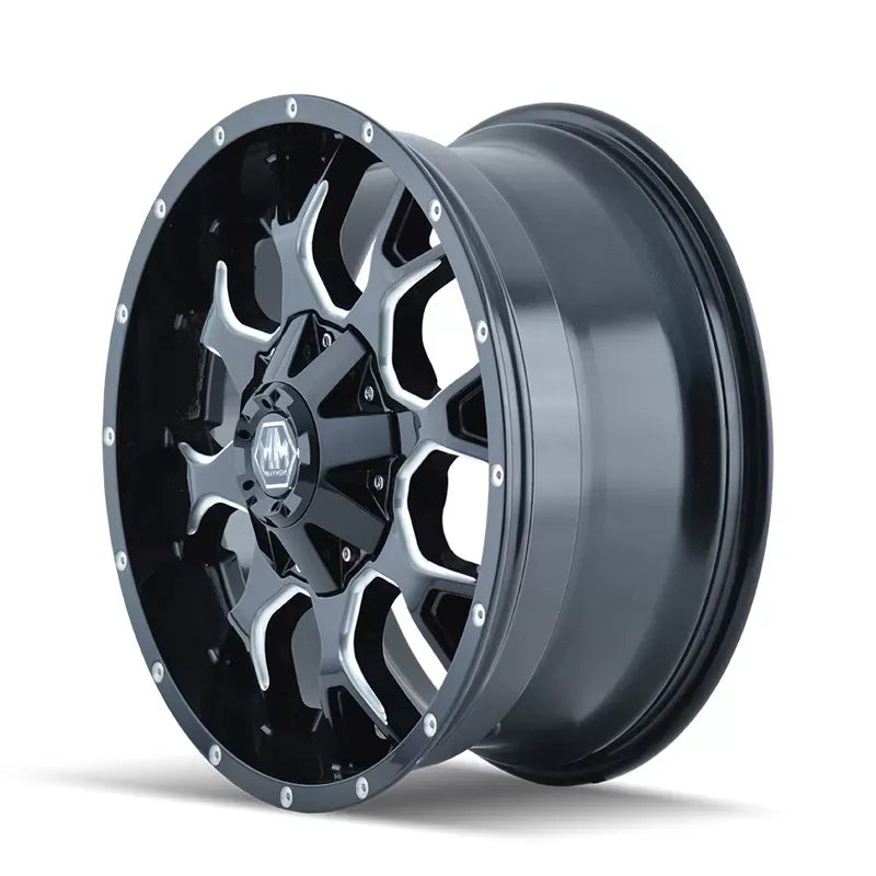 Gloss black milled wheel with geometric design pattern, 17x7.5 size (2)