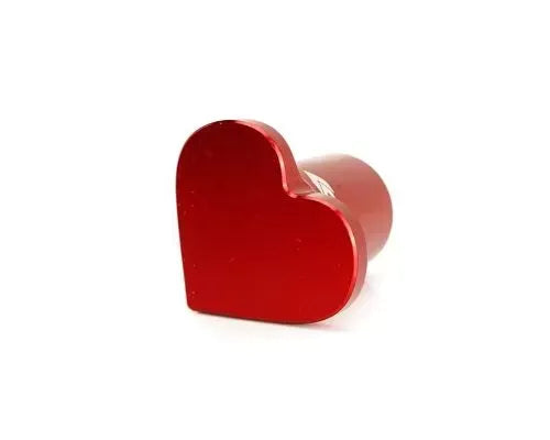 Red heart-shaped drift button with polished aluminum finish (2)