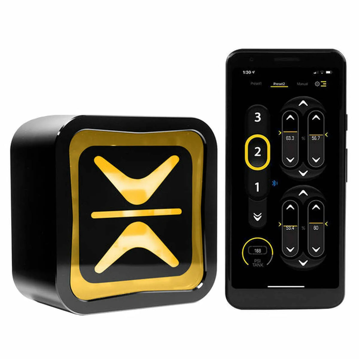 Air suspension struts with AccuAir e+ Connect control module and smartphone connectivity (4)