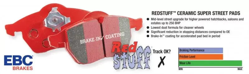 EBC Redstuff Ceramic Low Dust Rear Brake Pads [for 2016+ Honda Civic]