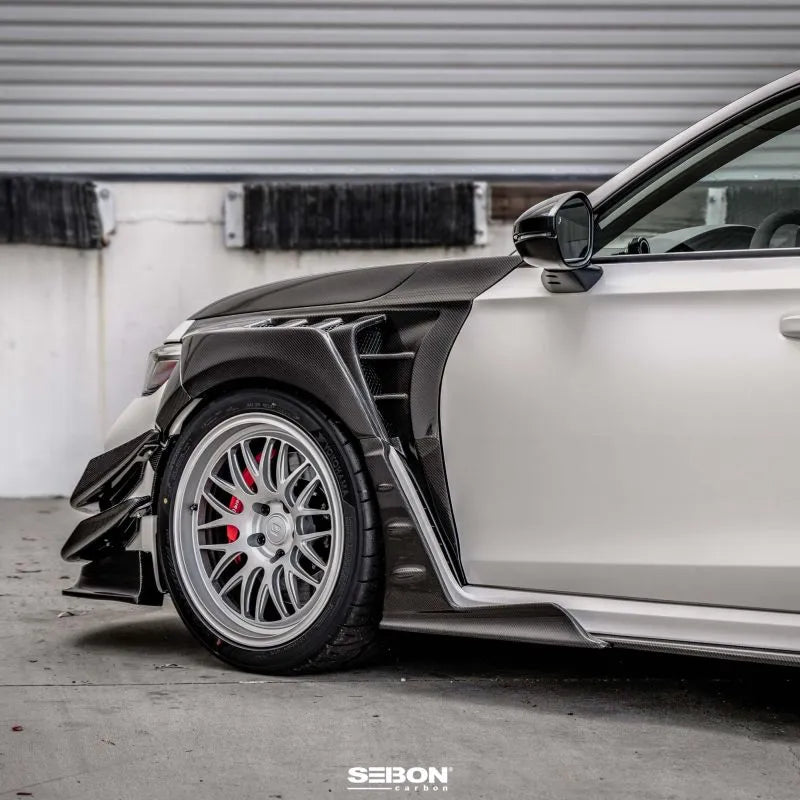 MB-Style Carbon Fiber Front Side Skirt Extensions [for 2023-2025 Honda Civic Type-R]