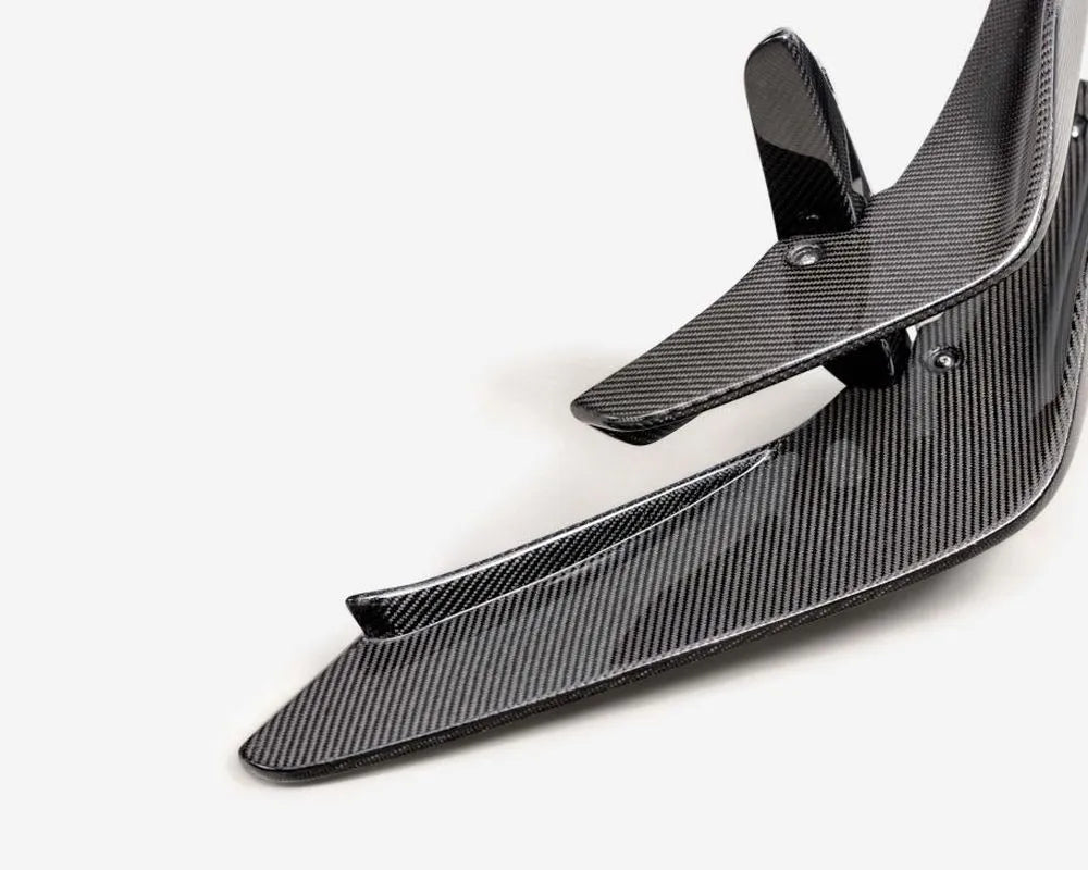 Seibon carbon fiber front bumper canards installed on Honda Civic, showing gloss finish detail (6)