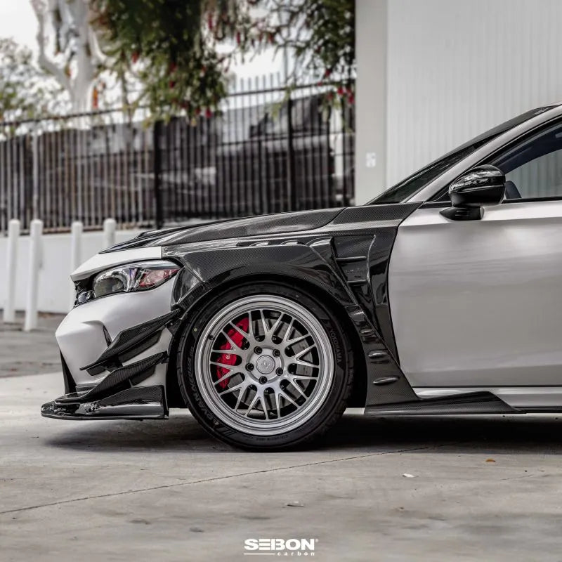 MB-Style Carbon Fiber Front Side Skirt Extensions [for 2023-2025 Honda Civic Type-R]
