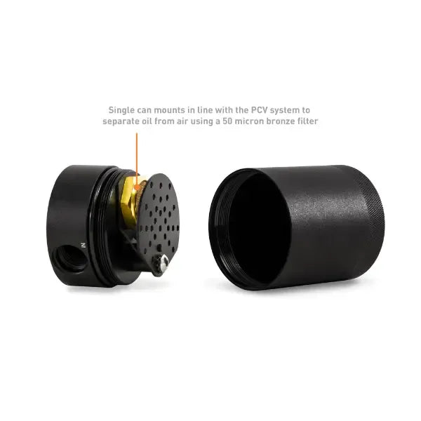 Baffled oil catch can with bronze filter and compact canister (7)