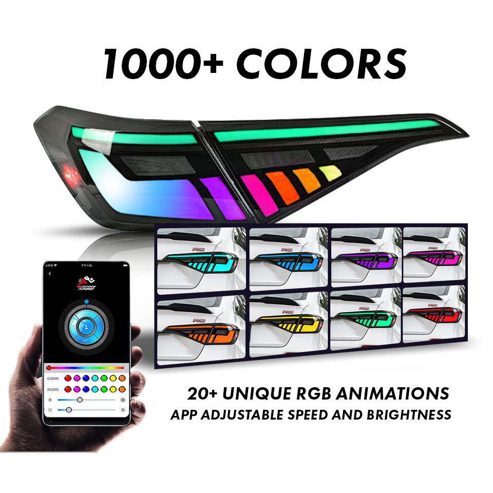 Sequential RGB taillights with animated light effects for Honda Civic sedan (5)