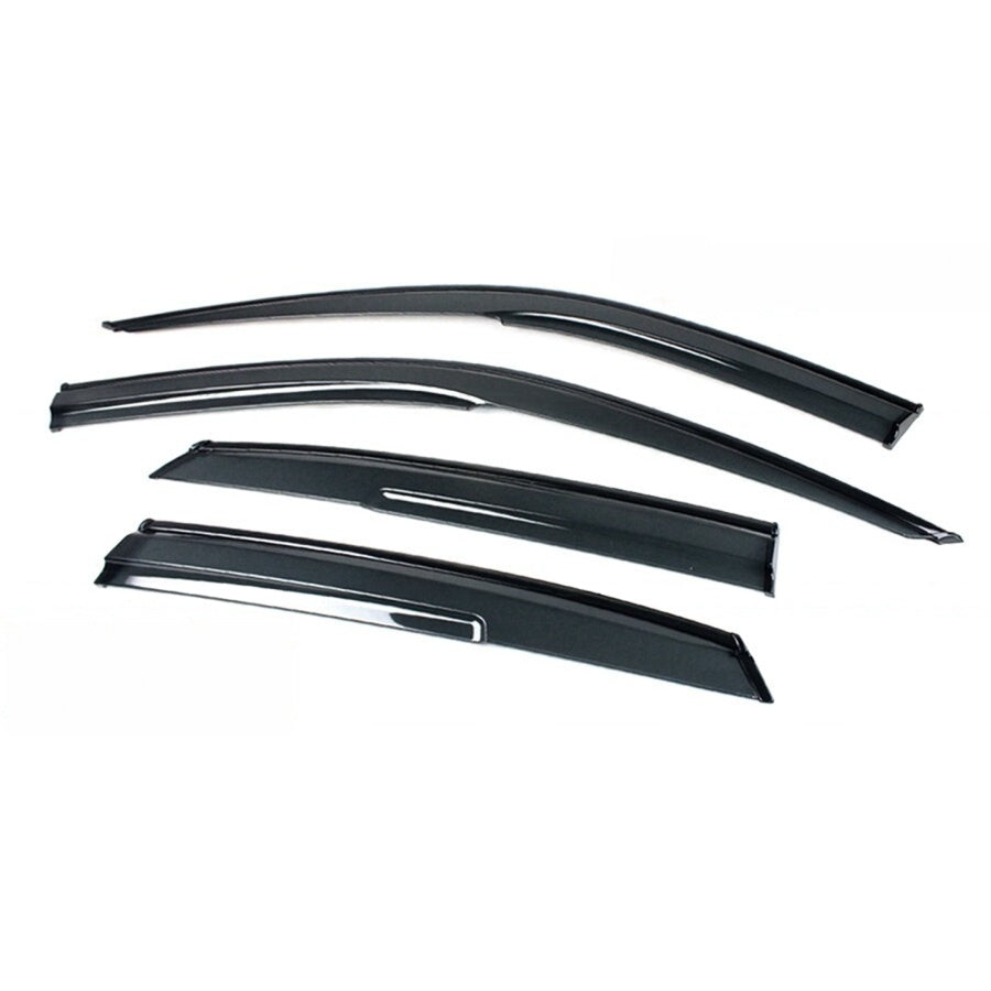 Three-quarter view of four black acrylic window visors for 2023-2026 Acura Integra
