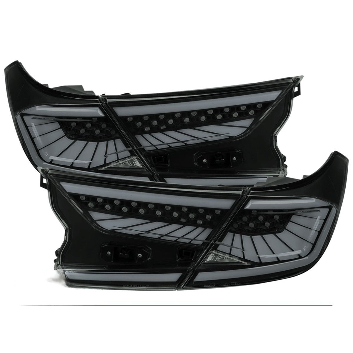 Black/Smoke LED tail lights for Honda Accord with sequential turn signal design. (4)