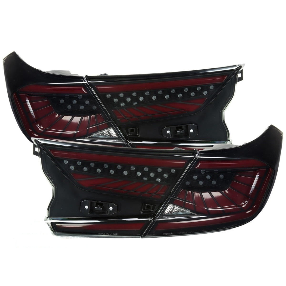 Black/Smoke LED tail lights for Honda Accord with sequential turn signal design. (8)