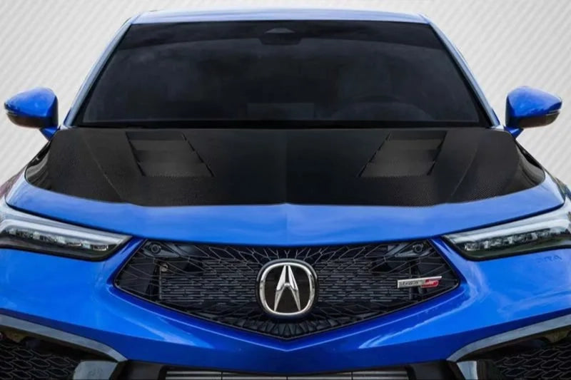 Carbon fiber Averen hood installed on 2022-2025 Acura Integra with gloss weave finish (5)