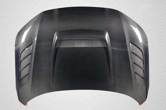 Carbon fiber hood for Honda Civic, gloss finish, mounted on vehicle (1)