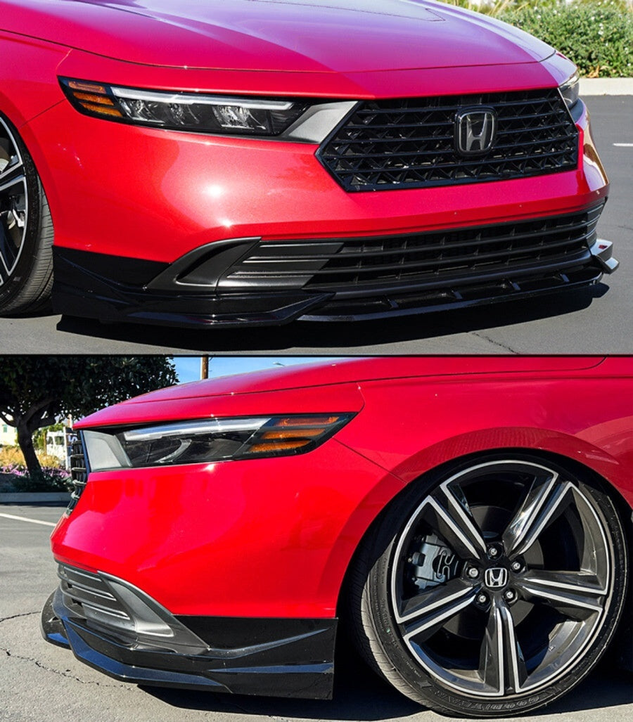 Gloss black 3-piece front bumper splitter lip kit (1)