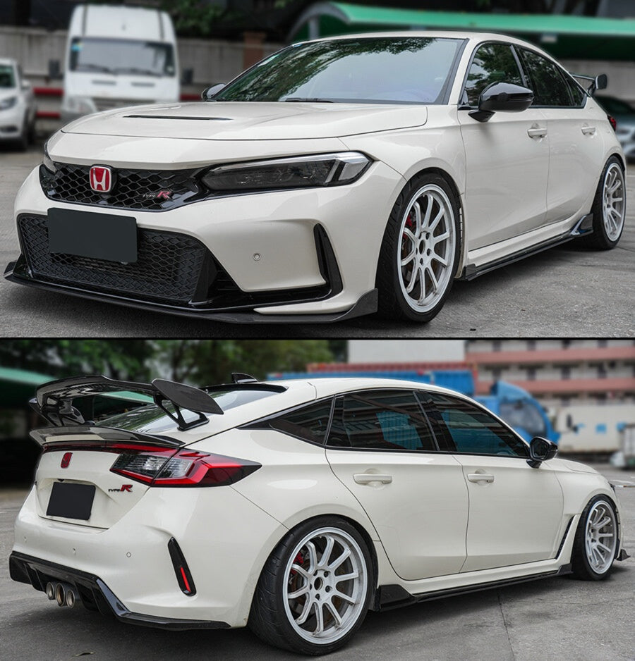Real carbon fiber winglet side skirt splitters installed on 2023–2026 Honda Civic Type-R (1)