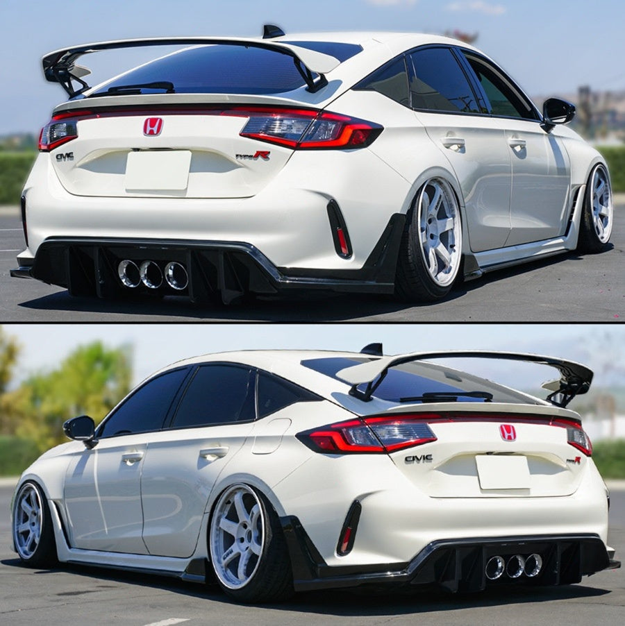 Gloss Black Shark Fin Rear Bumper Diffuser [for 2023-2025 Honda Civic Type-R FL5]