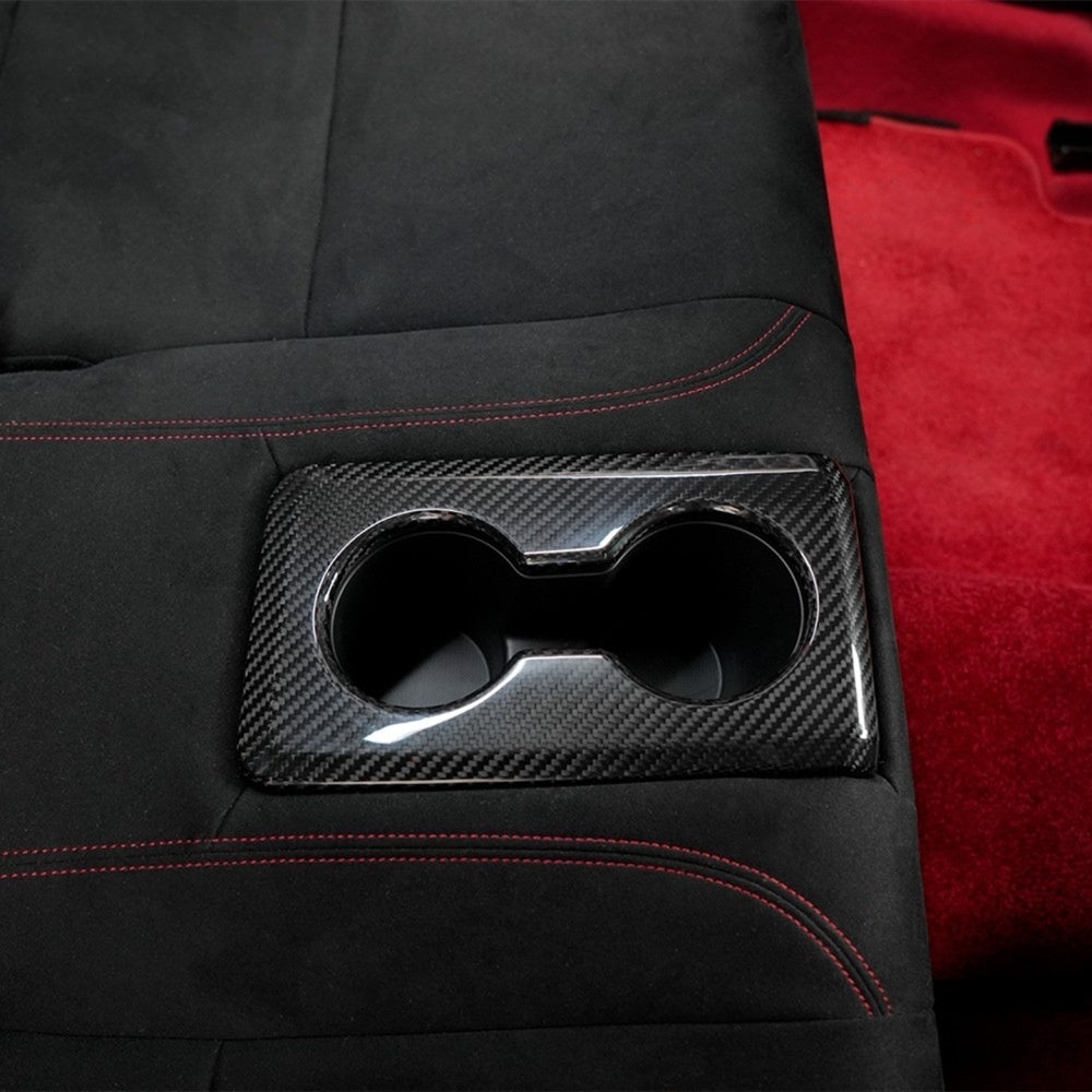 Real Carbon Fiber Rear Cup Holder Trim [for 2023-25 Honda Civic FL5 Type R]
