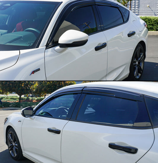 Side view of 2023-26 Acura Integra with gloss black door handle covers installed