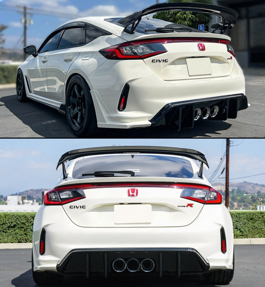 Gloss Black Shark Fin Rear Bumper Diffuser [for 2023-2025 Honda Civic Type-R FL5]